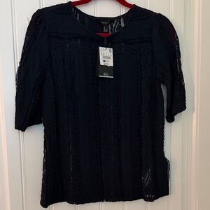 Elegant Navy Lace Top